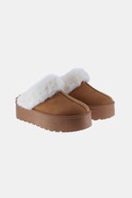 Load image into Gallery viewer, Thick Bottom Fur Trim Snow Slippers - Tan