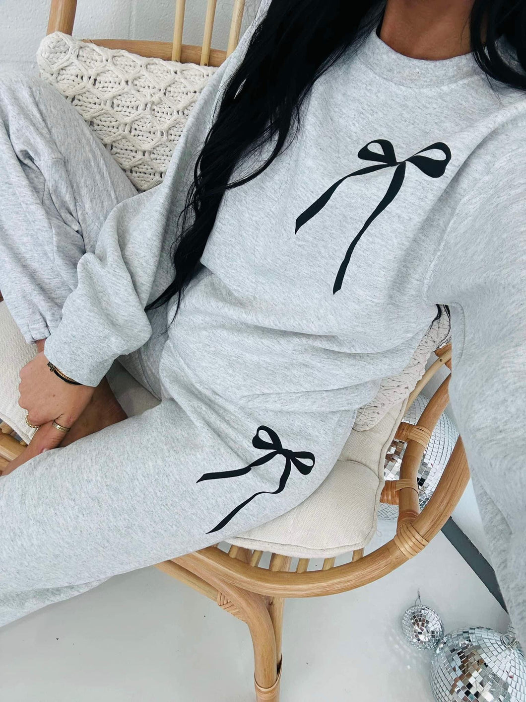 Girly Bow Sweatshirt Set