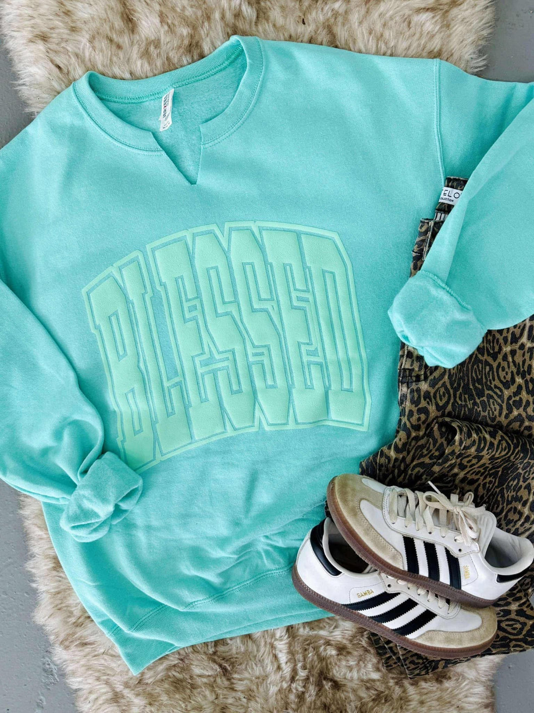 Blessed Puff V-Neck Sweatshirt