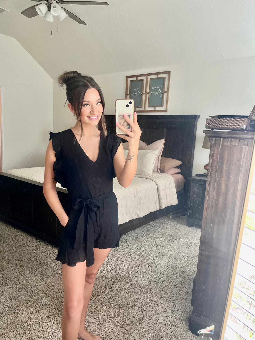 Summer Heat Ruffle Sleeve Tie Romper