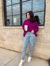 Load image into Gallery viewer, Windblown Magenta Mock Neck Sweater
