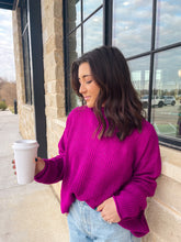 Load image into Gallery viewer, Windblown Magenta Mock Neck Sweater
